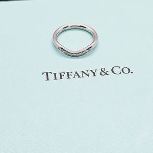 Tiffany and Co. Curved Elsa Peretti Diamond Platinum Ring